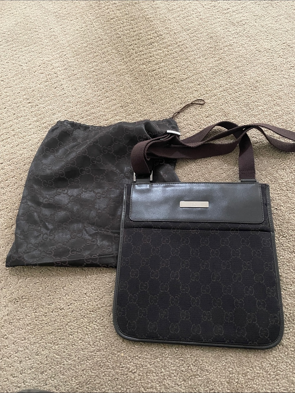 GG dark brown Monogram Crossbody Shoulder Bag